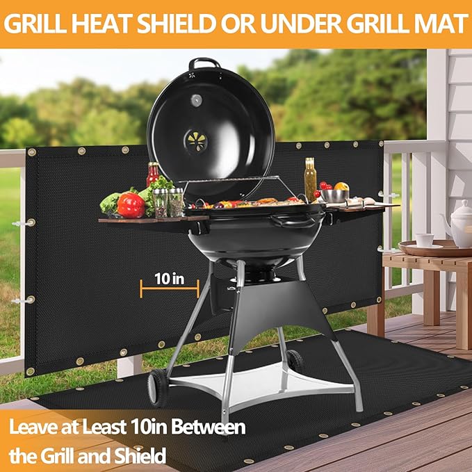 3'x10' Fireproof Heat Shield for Wall Behind Grill Protect Deck Fence from Grill Heat, Heat Shield for Wood Stove, Stove Wall Protector Fridge, BBQ Grill Mat Accessories Compatible with Blackstone