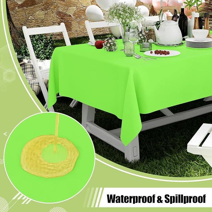 Smiry Disposable Table Cloth - 15 Pack, 54 x 108 Inch Waterproof Rectangle Tablecloths for Parties, Decorative Plastic Table Cover, Leakproof & Sturdy, Lime Green