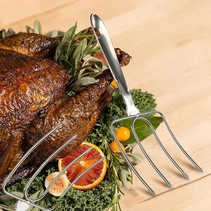 KAYCROWN Turkey Lifter Forks, Stainless Steel Poultry Lifters Set of 2, Roast Lifters Poultry Forks Carving Fork Great for Thanksgiving, Transfer Turkey or Ham Easily