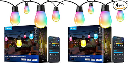 Govee S14 Bulb Outdoor String Lights 2, 96ft RGBICWW, 30 LED Bulbs, IP66 (Pack of 2)