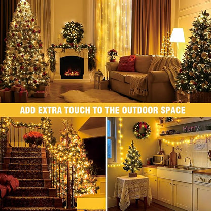 33FT Warm White String Lights – 100 LED Waterproof Fairy Lights on Clear Wire, Indoor Outdoor Christmas Wedding Patio Bedroom Party Decorations