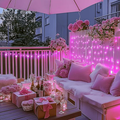 JMEXSUSS Pink Lights for Bedroom Decor, 200 LED Pink String Lights | Pink Christmas Lights Indoor Outdoor Clear Wire Plug in for Girl's Room Home Anniversary Birthday, Connectable