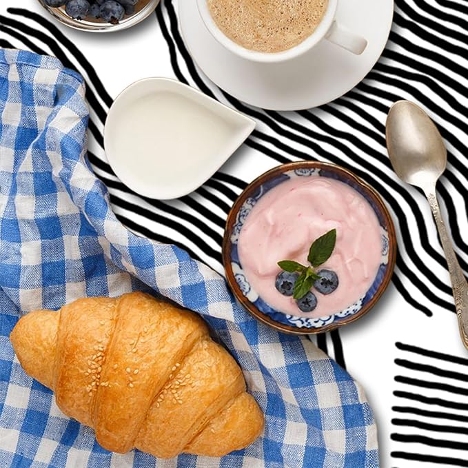 Black White Stripes Table Cloth for Rectangle Chic Striped Tablecloths Polyester Vintage for Picnic Party Dinner Aesthetic Wrinkle Oil-Proof Resistant Table Cover for Dining Table 70x140 Inch