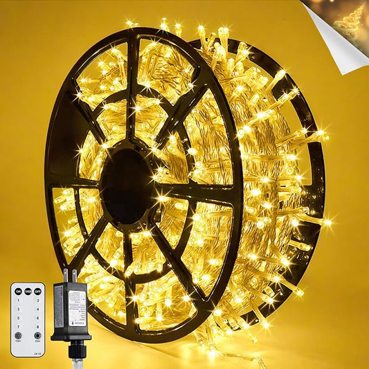 JMEXSUSS 168Ft 600 LED String Lights for Outside, Christmas Lights Outdoor | Indoor Classroom Lights Plug in for Tree Bedroom Patio Wedding Party Holiday Christmas Pergola Decor, Remote, Clear Wire