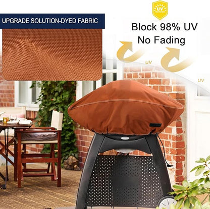 NettyPro Grill Cover for Small Q Series Grills, Waterproof Heavy Duty Portable Grill Cover for Q 2400 Series and Baby Q Gas Grill, Brown