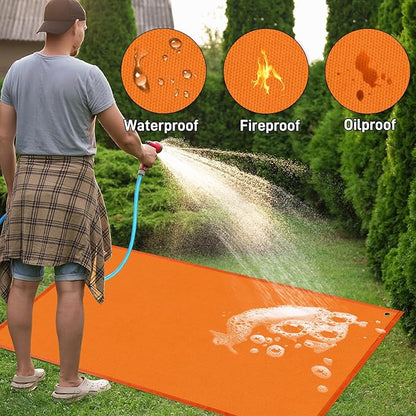 TOHONFOO Grill Mats for Outdoor Grill Accessories Compatible with Blackstone Griddle 28in&36in, Fireproof BBQ Mats for Charcoal, Gas Grills to Protect Patio and Deck, 60 x 40in, Orange