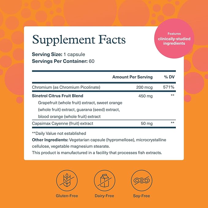 Youtheory Daily Fat Burner - 60 Capsules (60 Day Supply) - Non-Stimulant Body Composition & Metabolic Support* - With Sinetrol Citrus Fruit Blend, Chromium & Cayenne Extract - Gluten, Soy & Dairy Free