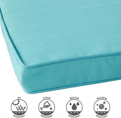 Outdoor 18 inch Square Patio Dining Chair Pads – Comfortable Fiber-Filled Seat Cushions with Ties, Reversible Polyester Fabric - Teal, Set of 2
