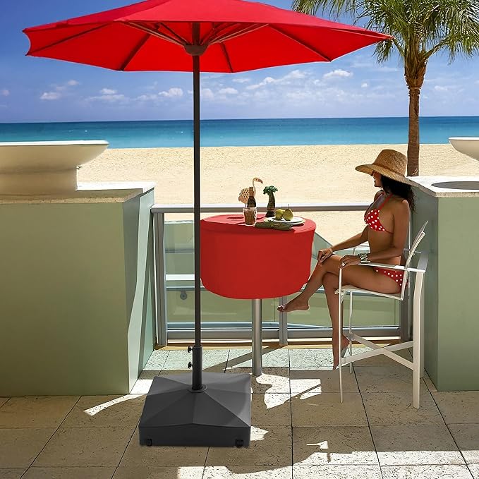 Casafield Patio Umbrella Base – Fillable to 180 lbs. Weighted Stand with Wheels for Outdoor / Lawn or Pool Deck Umbrellas up to 12 FT - Black