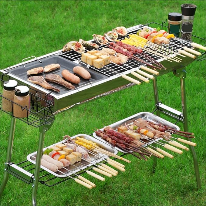 Charcoal Grills Stainless Steel Barbecue Grill Charcoal Grill BBQ Carbon Grill Outdoor Folding Portable Barbecue Grill Outdoor Grill