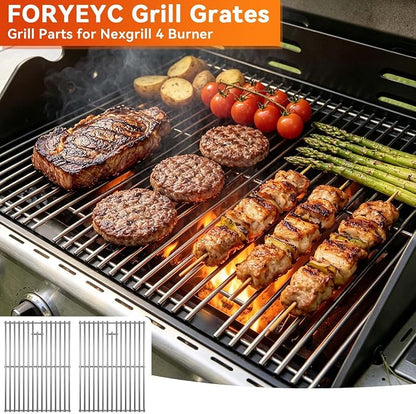 17 Inch Grill Grates for Home Depot Nexgrill 720-0830H 720-0830D 720-0783E 720-0783C 720-0888N 4-Burner Gas Grill - Stainless Steel BBQ Grill Grate Replacement Parts for Outdoor Grill, 2 Pack