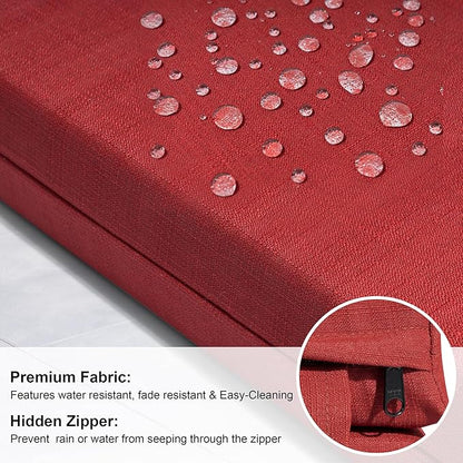 Crestlive Outdoor Chaise Lounge Cushions, Fade Resistant Water Resistant Lounge Chair Cushion, 80''L x 23''W, Set of 2, Chili