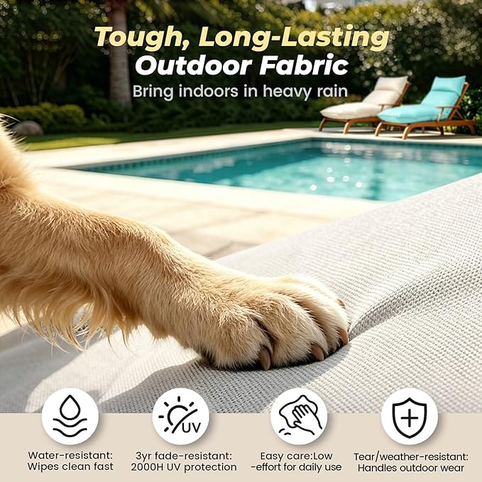 Outdoor Chaise Lounge Chair Cushion, Waterproof Non-Slip Patio Chaise Lounge Cushions for Outdoor Furniture, 72 x 21 x 5 Inches, Beige