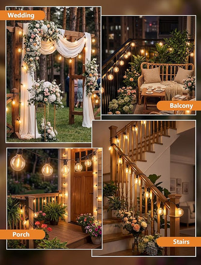 100FT G40 LED Outdoor String Lights, Patio Globe Lights with 52 Shatterproof LED Bulbs, Waterproof Dimmable Hanging Lights, Connectable Black Wire Bistro Lights for Backyard Porch Garden Party Café