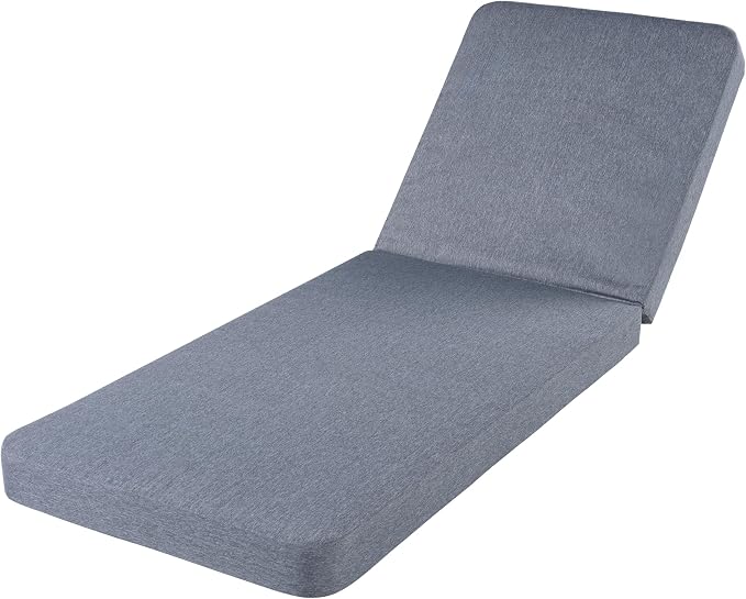 Christopher Knight Home Replacement Chaise Lounge Cushion 76.75 Inch Outdoor Recliner Pad with 4 Inch Foam Cationic Dyeable Polyester Fabric Water-Resistant Patio, Cushion Only, Grey