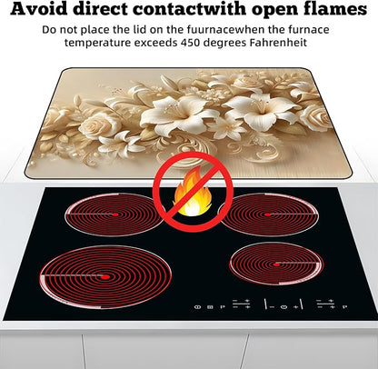 Multi-Design Stove Cover for Glass/Electric Stoves - 3-in-1 Heat-Resistant Protector Mat, Non-Slip Drying Rack 28"x20"