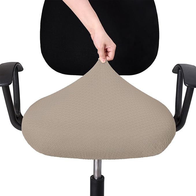 Smiry Office Computer Chair Seat Covers for Desk, Anti-dust Protector | Stretch Jacquard Removable Washable Desk Chair Seat Cushion Protectors, Taupe