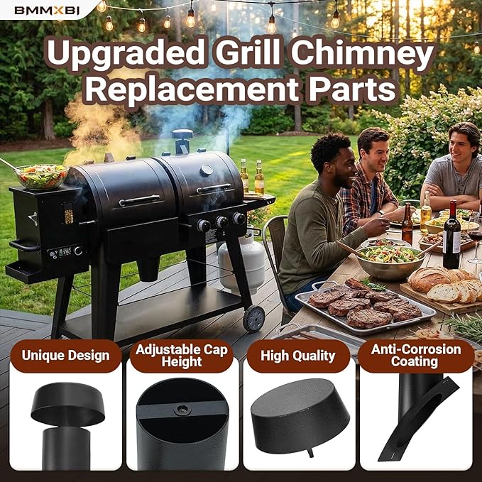 Grill Smoke Stack for Pit Boss PB1230 Series Smoker Chimney Replacement Wood Pellet Smoking Grill Part for Pit Boss PB1230SP