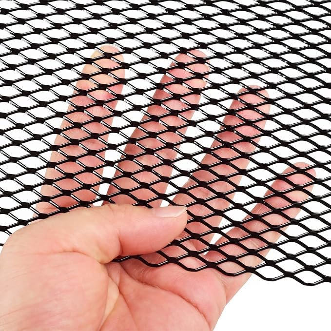 AggAuto Universal 40"x13" Car Grill Mesh 6x12mm Hexagon Hole Black | Aluminum Alloy Automotive Grille Insert Bumper, One of the Most Multifunctional Shape Grids 100x33cm