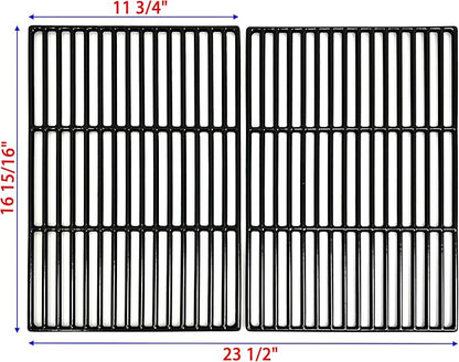 DC103 Cast Iron Cooking grid Porcelain Coated 11 3/4 x 16 15/16" fits for Brinkmann 810-2500, 810-2500-0, Pro Series 2500/2600, Grill Chefs, Grill Zone and other Gas Grills, Set of 2