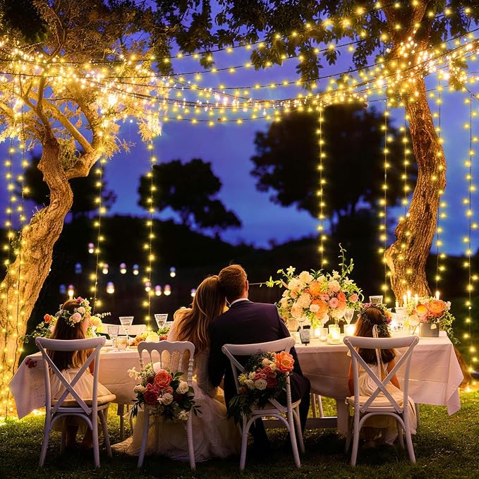 XURISEN 403FT 1000 LED Christmas Lights Outdoor Green Wire String Lights 8 Modes with Timer Memory Waterproof Fairy Lights Plug in for Xmas Tree Wedding Yard Party Holiday Decorations(Warm White)