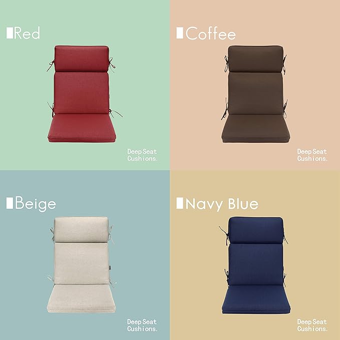 Indoor Outdoor High Back Dining Chair Cushions Replacement Patio Seat Cushion Fade Resistance, Set of 4 (Olefin Taupe)
