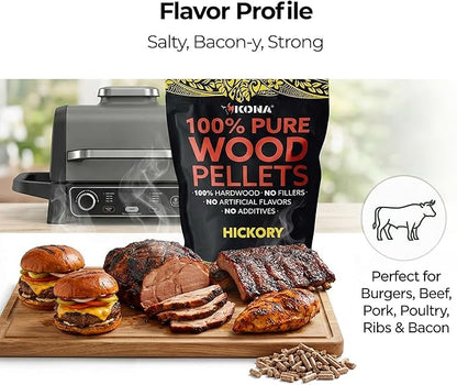 Kona 100% Hickory Smoker Pellets, Intended for Ninja Woodfire Outdoor Grill, 2 lb Resealable Bag