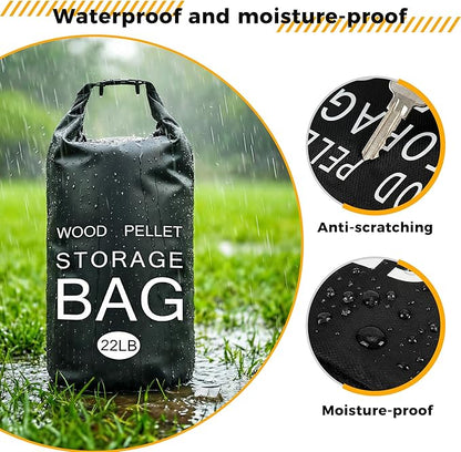 2 Pack 22LB Wood Pellet Storage Containers - Waterproof Pellet Storage Bag with Handles, Charcoal Storage Bin for Grill, Smoker Accessories Organizer for BBQ Pellets Charcoal & Wood Chips