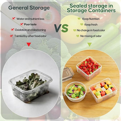 62 PCS Large Food Storage Containers with Lids Airtight Reusable Plastic | With 31 Lids & 31 Containers- Leakproof Meal-Prep Container for Kitchen Storage Organization Microwave/Dishwasher Safe