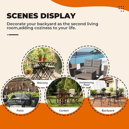 DANGHOOGY Wicker Chair Cushions, Waterproof Outdoor Loveseat Cushions for Patio Furniture, 3 Pieces Wicker Furniture Cushions, 1 Loveseat and 2 U-Shaped Cushions, Orange