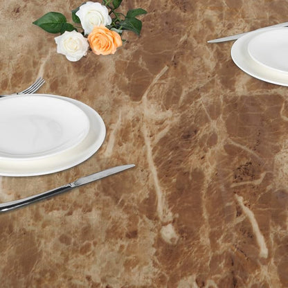 LUSHVIDA Round Vinyl Waterproof Table Cover, Fits Up to 45''-56'', Marble Brown