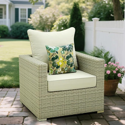 Deep Seat Patio Cushions Set 24 in x 24 in,Olefin Outdoor Seat Cushion,Patio Furniture Cushions with Removable Cover,Rain-Proof and Fade Resistant Deep Seat Bottom & Back Cushion, Set of 2