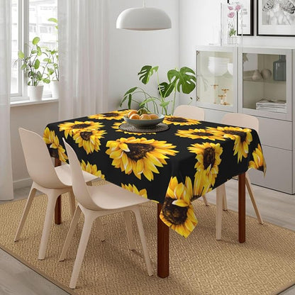 Rectangle Table Cloth,Floral Seamless Pattern Sunflowers Tablecloths Stain Resistance Water Repellent Washable Table Cover Decor for Home Kitchen Dining Party Patio Indoor and Outdoor 60"x 84"