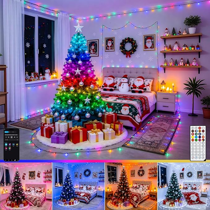 JMEXSUSS 250 LED Smart Color Changing Halloween Lights, RGB String Lights | Plug in, APP & Remote Control, 16 Million DIY Colors, Durable, Smart Christmas Lights for Tree Party Indoor Outdoor Decor