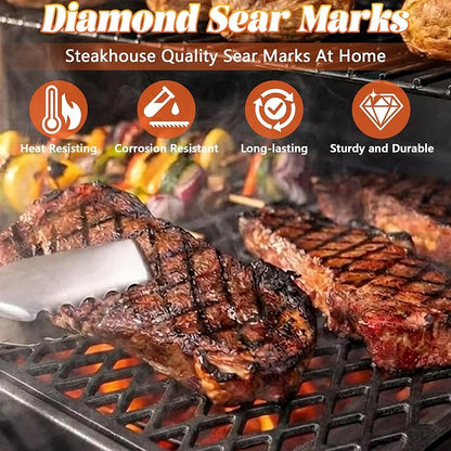 Grill Grates for Traeger 22 Series Pro 575 Lil Tex Elite Pro BBQ070 Cast Iron Cooking Sear Grate Bottom Grid Rack BBQ Replacement Parts BAC366 Wood Pellet Smoker Accessories