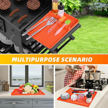 Silicone Griddle Mat Barbeque,Grill Accessories Tools for Blackstone,Blackstone Griddle Accessories,Grill Side Shelf Mat,Spatula Mat for Griddle for Kitchen,Cooking,Countertop（Orange）
