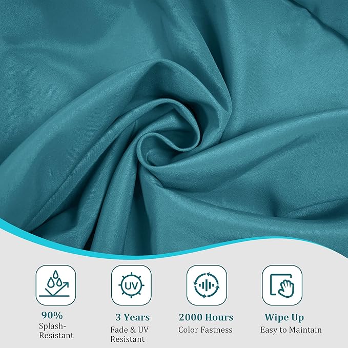 Chaise Lounge Cushions Outdoor Set of 2 Lounge Chair Cushion 72" L x 21" W with Headrest Straps 3'' Thick Waterproof Patio Chaise Cushions Pool Lounger Chair Cushion(Turquoise)