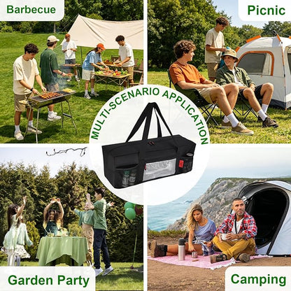 Extra Thick 24" Storage Bag Grill Tool Organizer Pro, BBQ Tool Heavy Duty Storage Bag with Pockets, Double Layer 600D Oxford Cloth Waterproof (2X Thickness), Camping, Tailgating, BBQ Party Gift