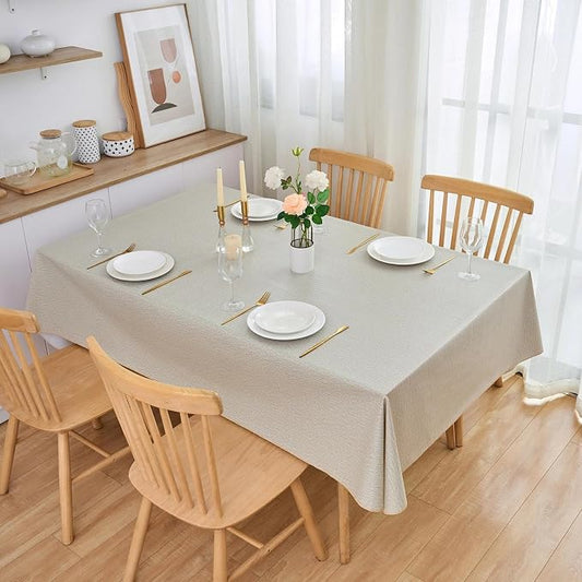 LIBERECOO Heavy Duty Vinyl Tablecloth with Flannel Backing Waterproof Oil-Proof Plastic Table Cloth Stain-Resistant Wipeable Rectangle or Square Table Cover for Indoor and Outdoor 60 x 84 Inch