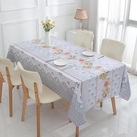 Heavy Duty Waterproof Vinyl Tablecloths for Rectangle Tables, Oil Proof Spill Proof PVC Table Cloth, Wipe Clean PVC Table Cover for for Dining, Camping, Picnic, Outdoor (001,Grey, 55 * 108)