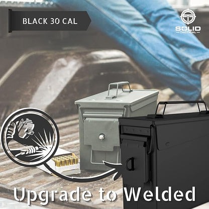 Lockable Metal Ammo Storage Box - Military & Army Steel Ammo Can for Ammunition Storage - Waterproof Ammo Crate Utility Box