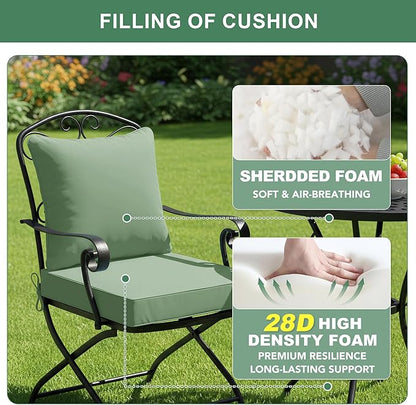 Summsun Outdoor Chair Cushions, 24 x 24 Inch, Sage Green | Backrest & Deep Seat Cushion, Water Resistant, Removable Cover, Replacement Cushions Pad for Patio Furniture, Garden