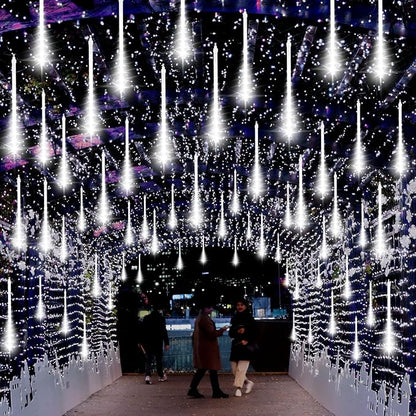 LAMPHOME Christmas Lights Outdoor,12-inch LED Meteor Shower Icicle Lights, 10 Tubes 240 LED String Lights. Waterproof Plug, Shower Rain for Xmas Tree Yard House Decor Cool White