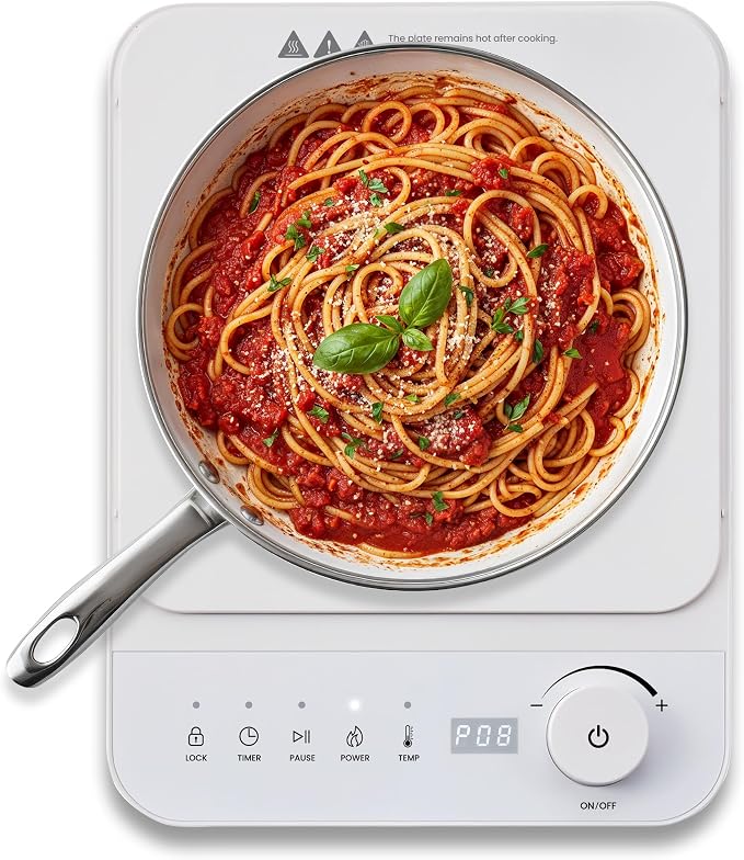 Elite Gourmet Slim Portable Induction Cooktop, 1500W, 10 Power Levels | Digital touch controls, precise 140°F-465°F range, built-in timer & child lock, 2in countertop design
