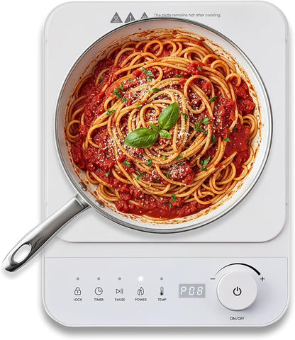 Elite Gourmet Slim Portable Induction Cooktop, 1500W, 10 Power Levels | Digital touch controls, precise 140°F-465°F range, built-in timer & child lock, 2in countertop design