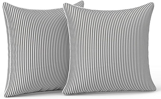 LVTXIII Outdoor/Indoor Throw Pillows, Decorative Patio Accent Pillows, Fluffy Water Repellent Garden Cushions for Home Patio Coach Sofa Use, 16×16 Inch, Pack of 2, Strip Grey
