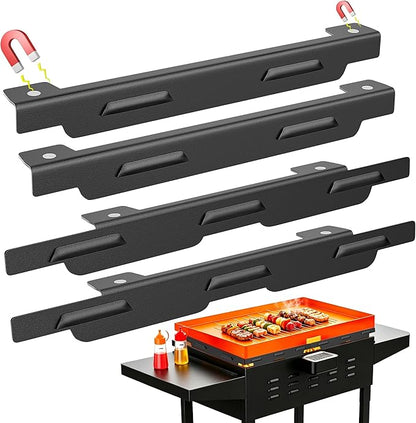 Bluedeep Magnetic Wind Guards for 36" Blackstone Griddle, Camping Blackstone Griddle Accessories, 4-Pack Stainless Steel Wind Screen to Protect Flames, Compatible with Hood & Rear Grease Cup, Black
