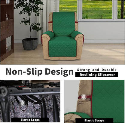 Easy-Going Reversible Couch Cover, Recliner 22 in, Green/Christmas Red | Machine Washable Slipcover For Dogs, Water Resistant Furniture Mat For Living Room, Non-Slip Sofa Cover, Pet Friendly