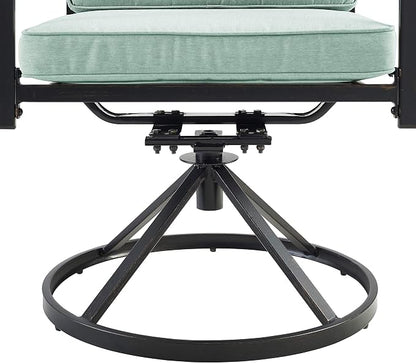 Crosley Furniture Kaplan 7-Piece Outdoor Dining Set for 6, Patio Table and Chairs for Backyard, Deck, Oiled Bronze with Mist Cushions