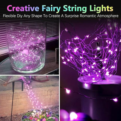 2 Pack 100 LED Fairy Lights Battery Operated with Remote, Halloween Light | 33 FT, Purple, 8 Modes, Timer, Dimmable, IP44 Waterproof Battery String Lights for Indoor Outdoor, Halloween Decorations